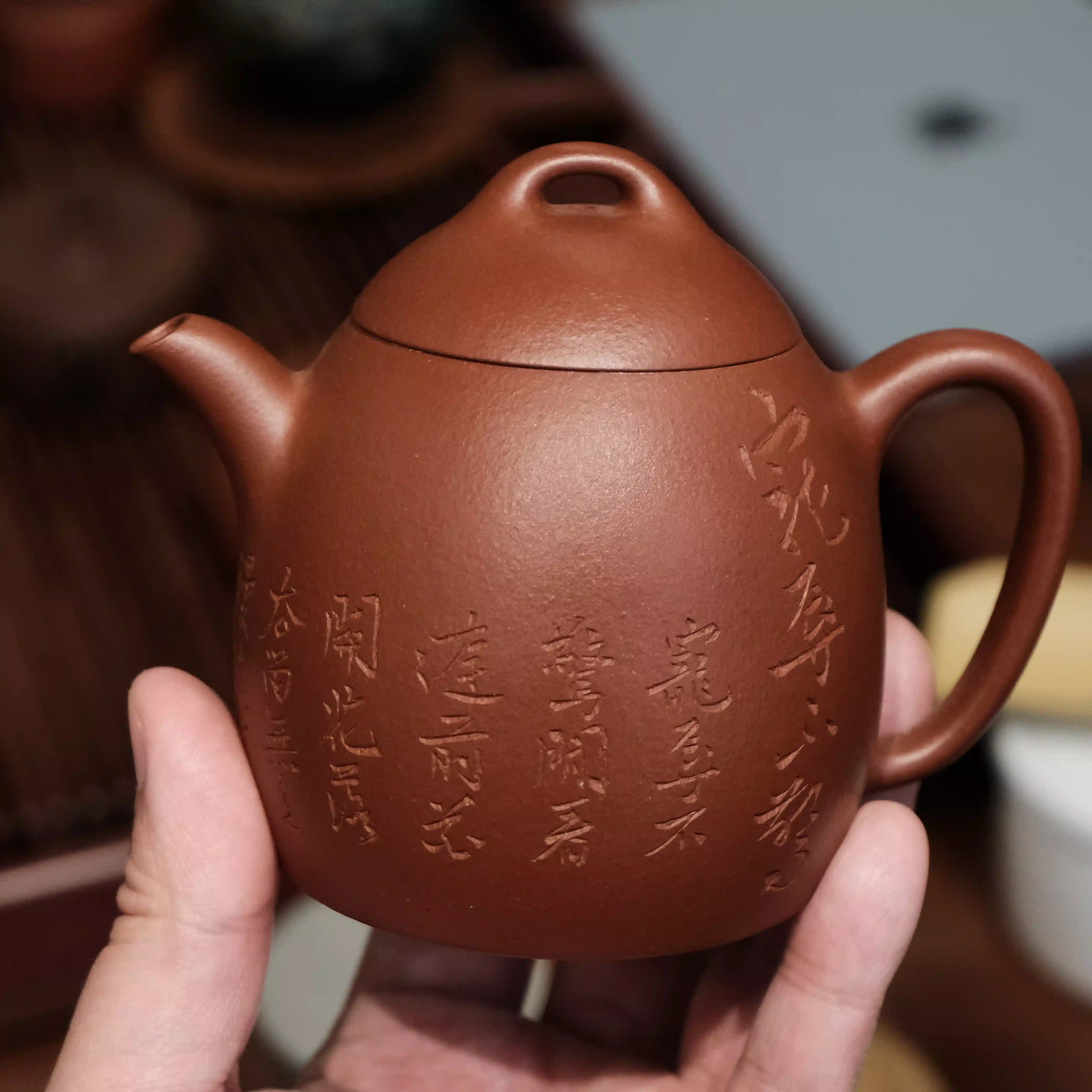 中国　朱泥　人物刻　陶版　壁飾　V　R6812 秦权朱泥中品